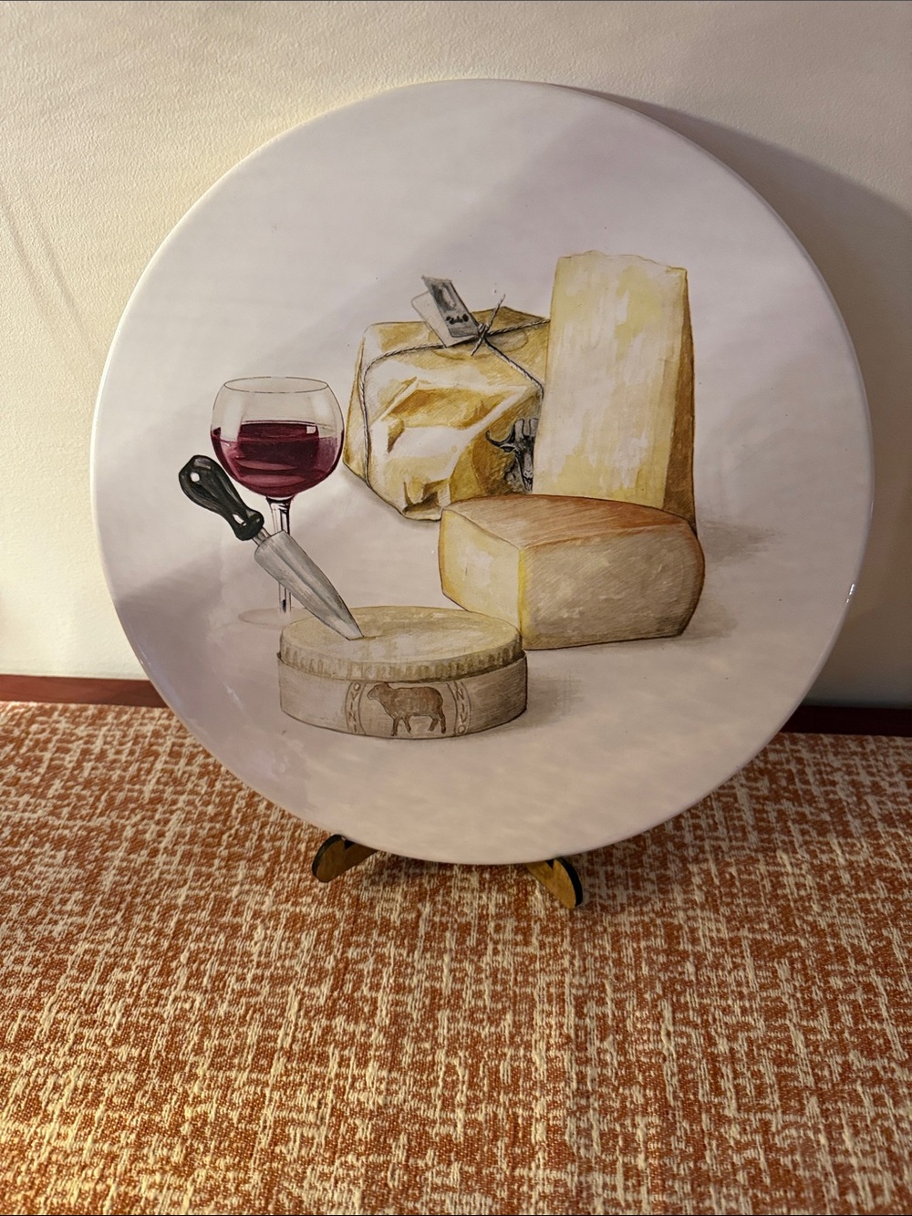 Decorative Cheese & Wine Ceramic Platter - Cream and Beige